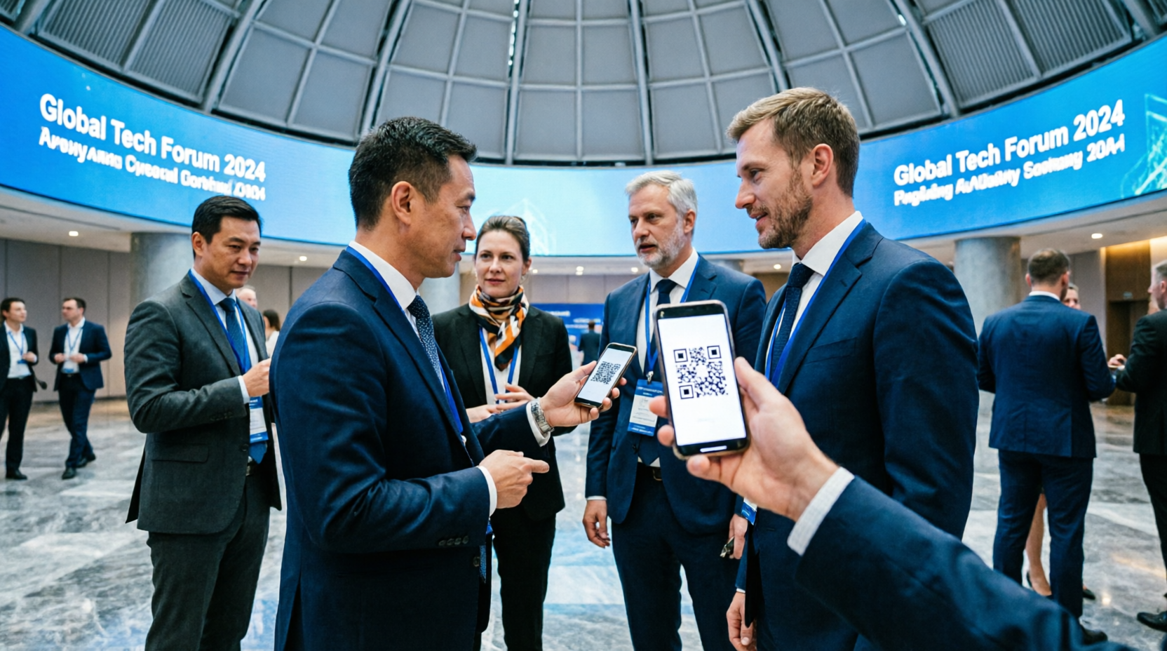 Обмен QR-визитками на конференции